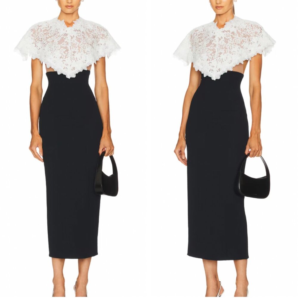 Helsa | Dresses | Helsa The Marchioness Midi Dress Gown Small Blackwhite  Lace Cocktail Party | Poshmark